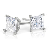 6MM SQUARE CUT STUD EARRINGS (SILVER)