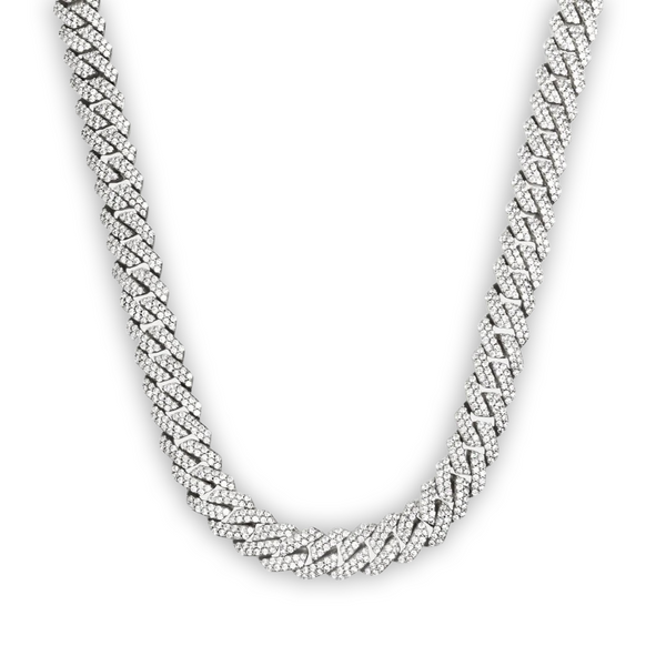 Iced Prong Chain (Silver) 14mm