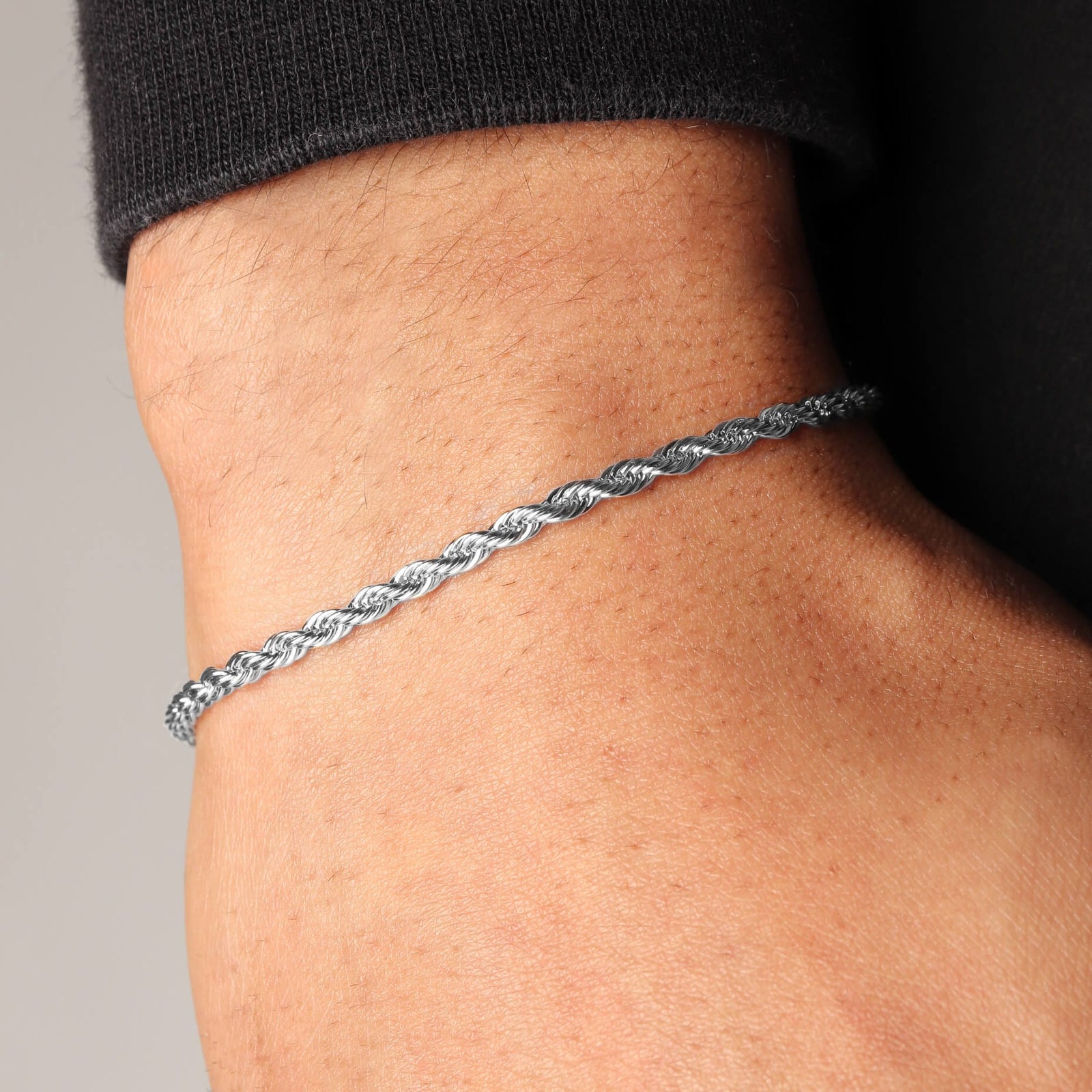 Rope Bracelet (Silver) 3MM – Undeniable London - Main Image